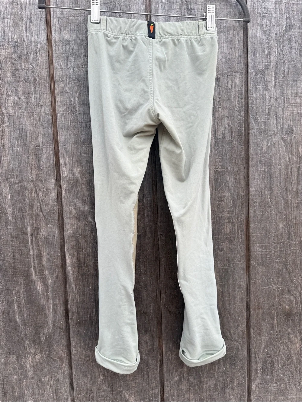 Kerrits Kids Light Green Sage Leggings with Tan Knee Patches Size M Equestrian